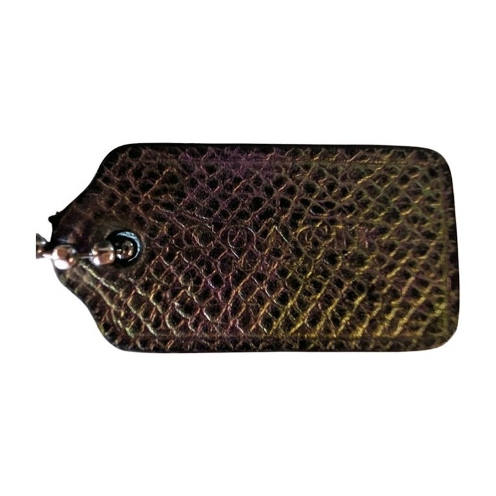 VTG Coach Iridescent Double Zip Wristlet Wallet Green Purple Crossgrain Leather - Picture 4 of 13
